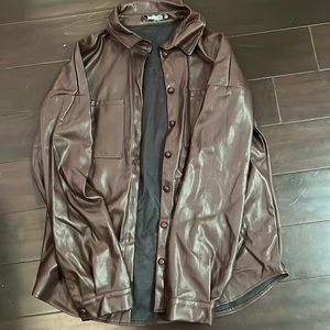Missguided brown leather shacket